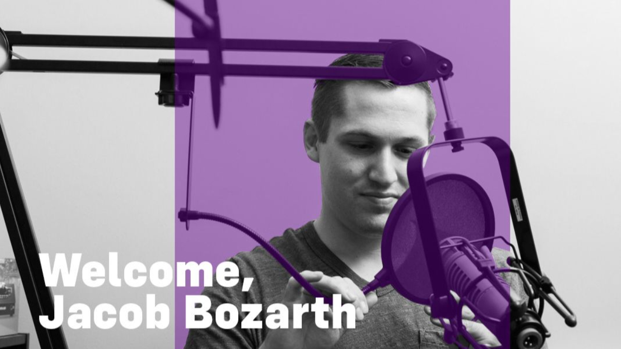 Jacob Bozarth at a microphone