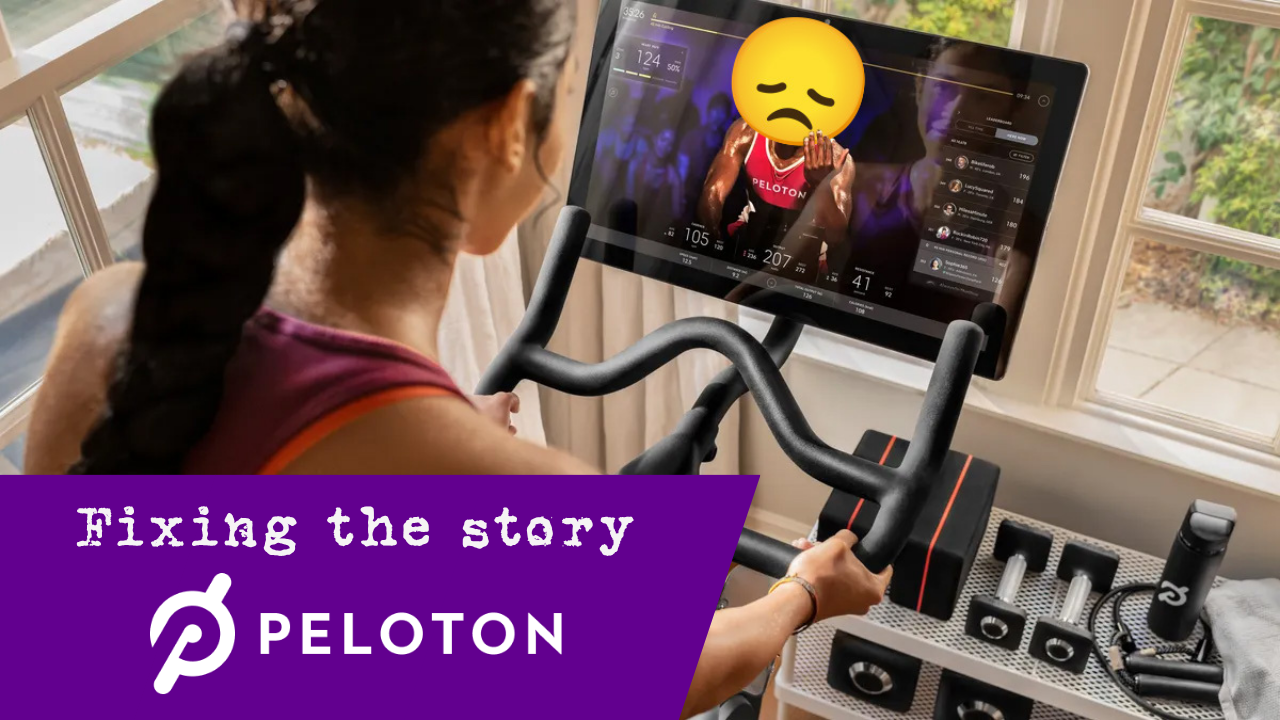 Peloton bike with a sad face because they've lost their way